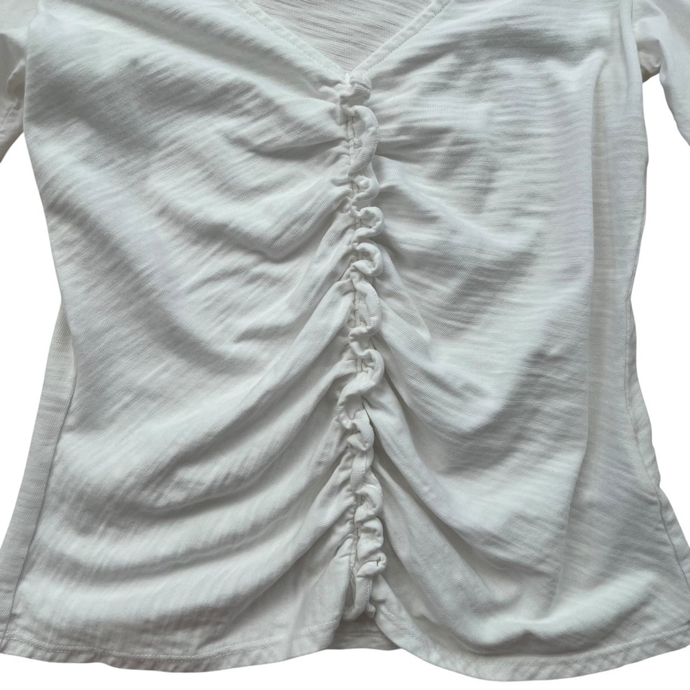 Nation LTD Giada Gathered Ruched Puff Sleeve Top in White SZ XS Feminine Flirty - Picture 4 of 9